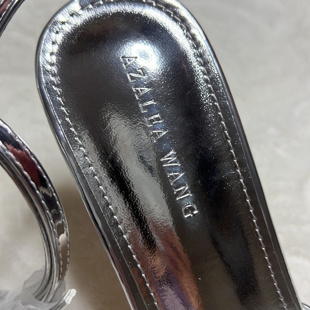 👡NWOT Silver Strappy Ribbon Stilleto Sandals - Picture 6 of 8
